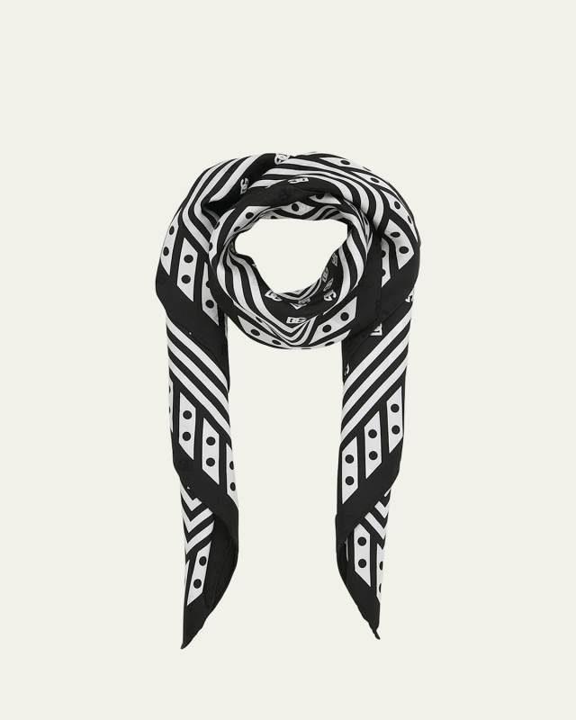 All-Over DG Polka-Dot Silk Square Scarf